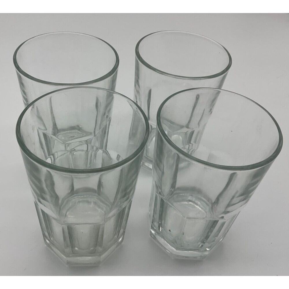 VTG Set of 4 Glass Tumblers Cold Beverages 4 in Tall Cuia Stamp Retro Drinkware
